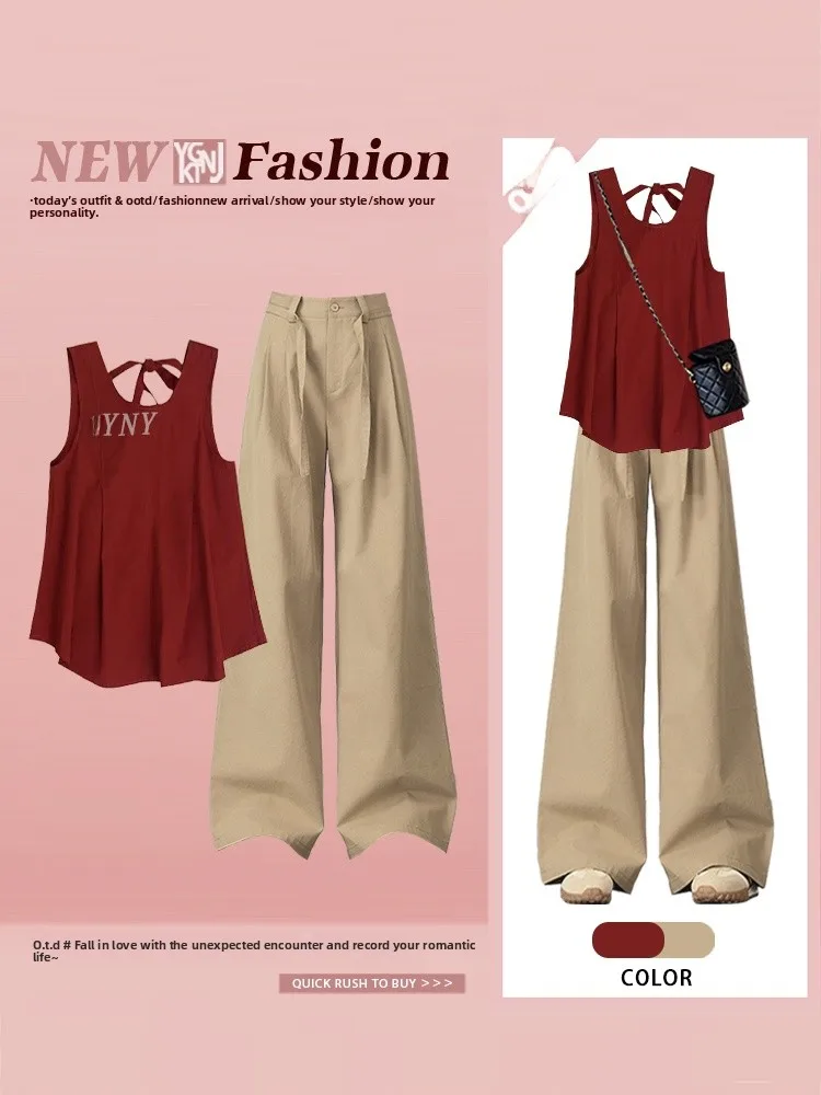 Свободный повседневный красный жилет с разрезом, летний винтажный комплект из двух предметов, корейская уличная одежда, модная внутренняя одежда, наряд
Свободный повседневный красный жилет с разрезом, летний винтажный комплект из двух предметов, корейская уличная одежда, модная внутренняя одежда, наряд