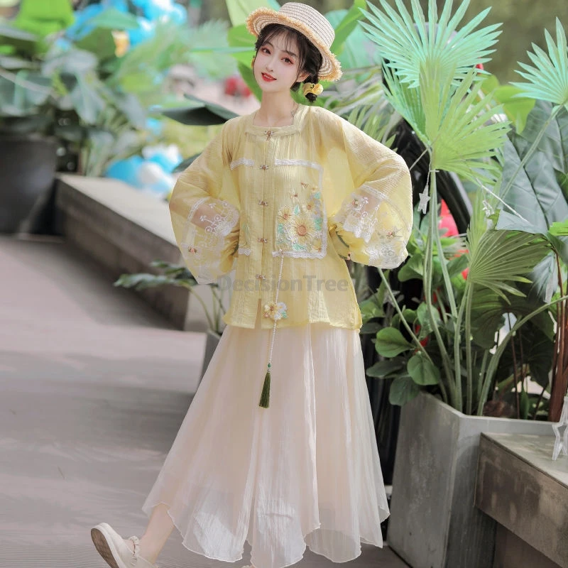 2025 cute sweet lively improved hanfu set chinese ming made sunflower element retro hanfu fairy temperament modern daily dress
2025 cute sweet lively improved hanfu set chinese ming made sunflower element retro hanfu fairy temperament modern daily dress
