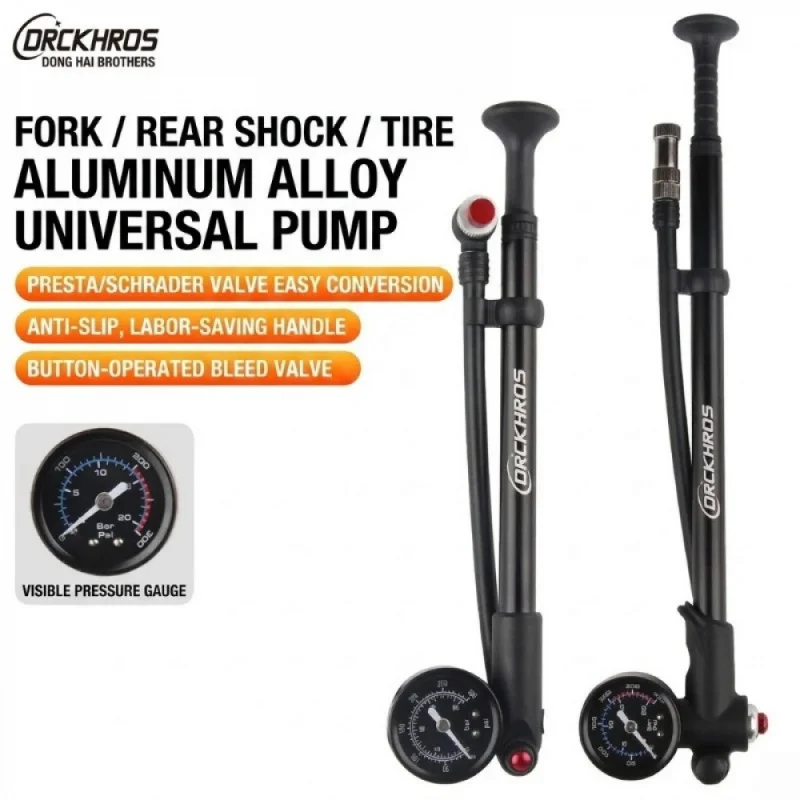 High Pressure Bicycle Pump 300PSI with Gauge Portable Shock Pump for Front Fork Rear Suspension Schrader Presta Valve MTB Road
High Pressure Bicycle Pump 300PSI with Gauge Portable Shock Pump for Front Fork Rear Suspension Schrader Presta Valve MTB Road