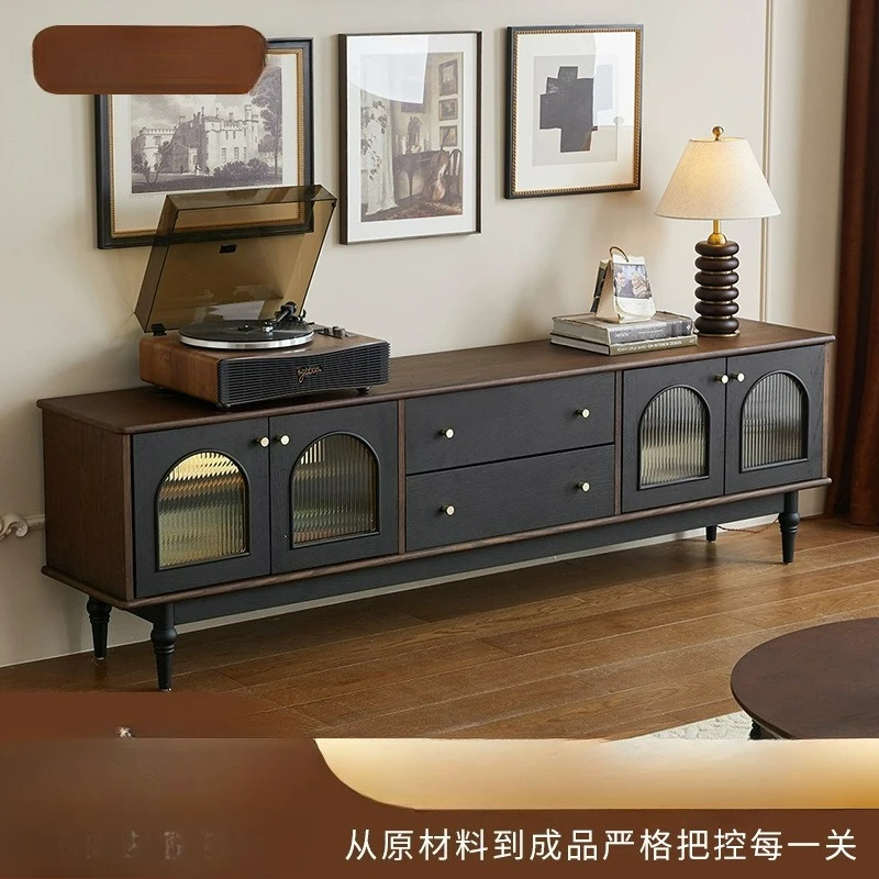 Customized, French retro solid wood storage locker, two-color integrated TV cabinet
Customized, French retro solid wood storage locker, two-color integrated TV cabinet