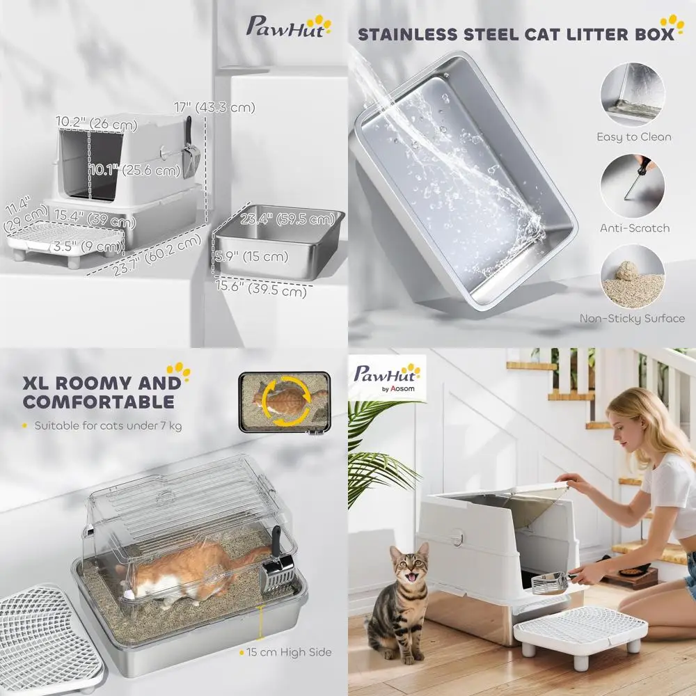 Очень большой закрытый лоток для кошек из нержавеющей стали с крышкой, идеально подходит для крупных кошек, легко чистится, без запаха, не прилипает к поверхности.
Очень большой закрытый лоток для кошек из нержавеющей стали с крышкой, идеально подходит для крупных кошек, легко чистится, без запаха, не прилипает к поверхности.