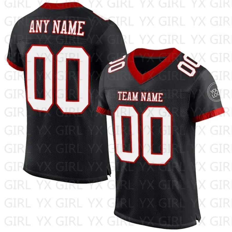 Custom Black White-Red Football Jersey Personlized Team name and you name number V-Neck Football T-Shirts
Custom Black White-Red Football Jersey Personlized Team name and you name number V-Neck Football T-Shirts