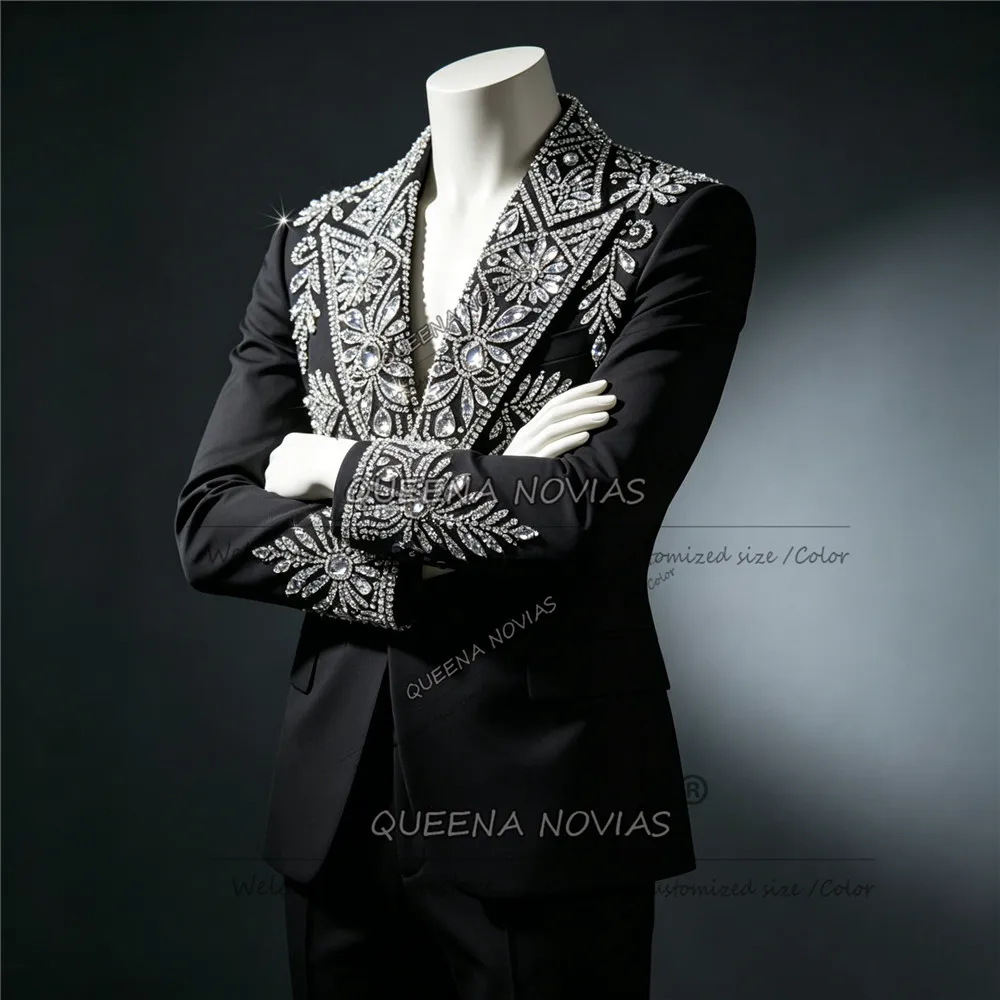 Exquisite Suit Men For Wedding Diamond Beaded Jacket Pants 2 Piece Sets Groom Tuxedos Cusotmized Man Banquet Outfits SliM Fit
Exquisite Suit Men For Wedding Diamond Beaded Jacket Pants 2 Piece Sets Groom Tuxedos Cusotmized Man Banquet Outfits SliM Fit