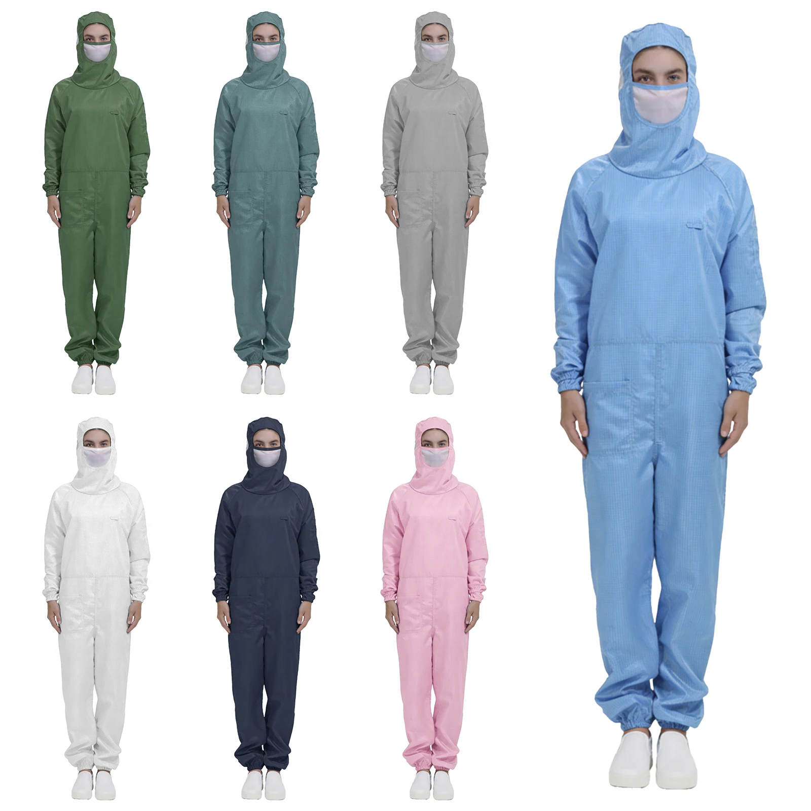 Adult Anti-Static Hooded Coveralls with Integrated Mask Long Sleeve Front Zipper Multi-Pockets Work Overalls Jumpsuit Workwear
Adult Anti-Static Hooded Coveralls with Integrated Mask Long Sleeve Front Zipper Multi-Pockets Work Overalls Jumpsuit Workwear