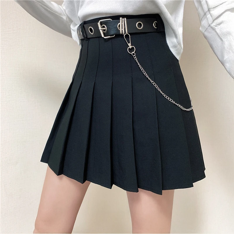 Black Grey Pleated Mini Skirt With Chain Belt High Waist Belted Short Skirt Miniskirt for Women Y2K 90s Grunge Clothing
Black Grey Pleated Mini Skirt With Chain Belt High Waist Belted Short Skirt Miniskirt for Women Y2K 90s Grunge Clothing