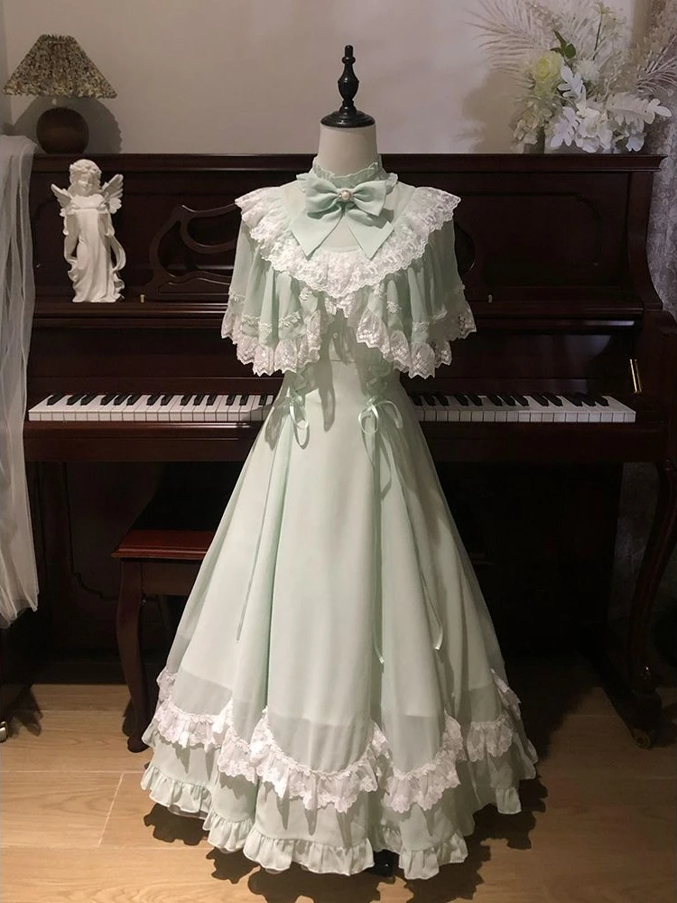 Summer France Palace Style Classical Gentle Lolita Dress Women's Elegant Design Sweet Kawaii Lace Patchwork Princess Dresses
Summer France Palace Style Classical Gentle Lolita Dress Women's Elegant Design Sweet Kawaii Lace Patchwork Princess Dresses