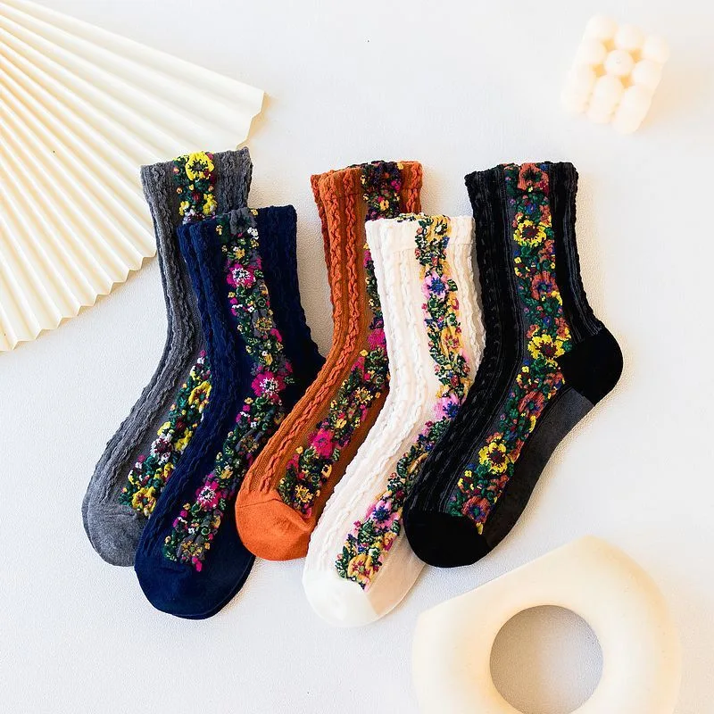 Women Ladies Retro Ethnic Flowers Jacquard Socks Female Personality Autumn Winter Twist Pattern Forest Floral Cotton Long Socks
Women Ladies Retro Ethnic Flowers Jacquard Socks Female Personality Autumn Winter Twist Pattern Forest Floral Cotton Long Socks