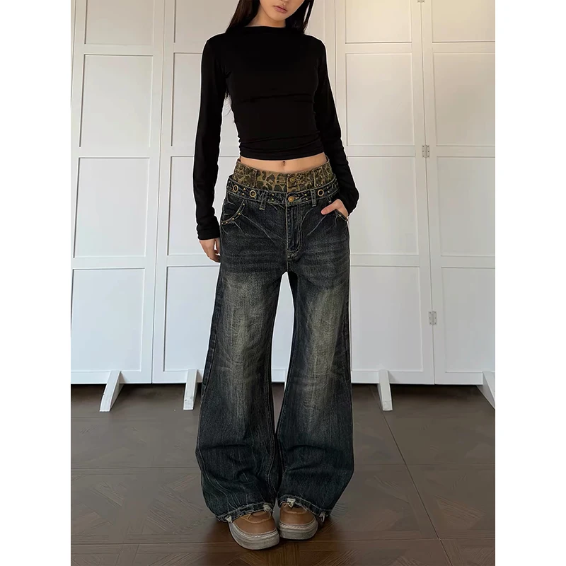YIBASHU Women Blue Y2k Baggy Leopard Jeans Japandi Style Vintage Oversize Jean Pants Harajuku Denim Trousers Alternative Clothes
YIBASHU Women Blue Y2k Baggy Leopard Jeans Japandi Style Vintage Oversize Jean Pants Harajuku Denim Trousers Alternative Clothes