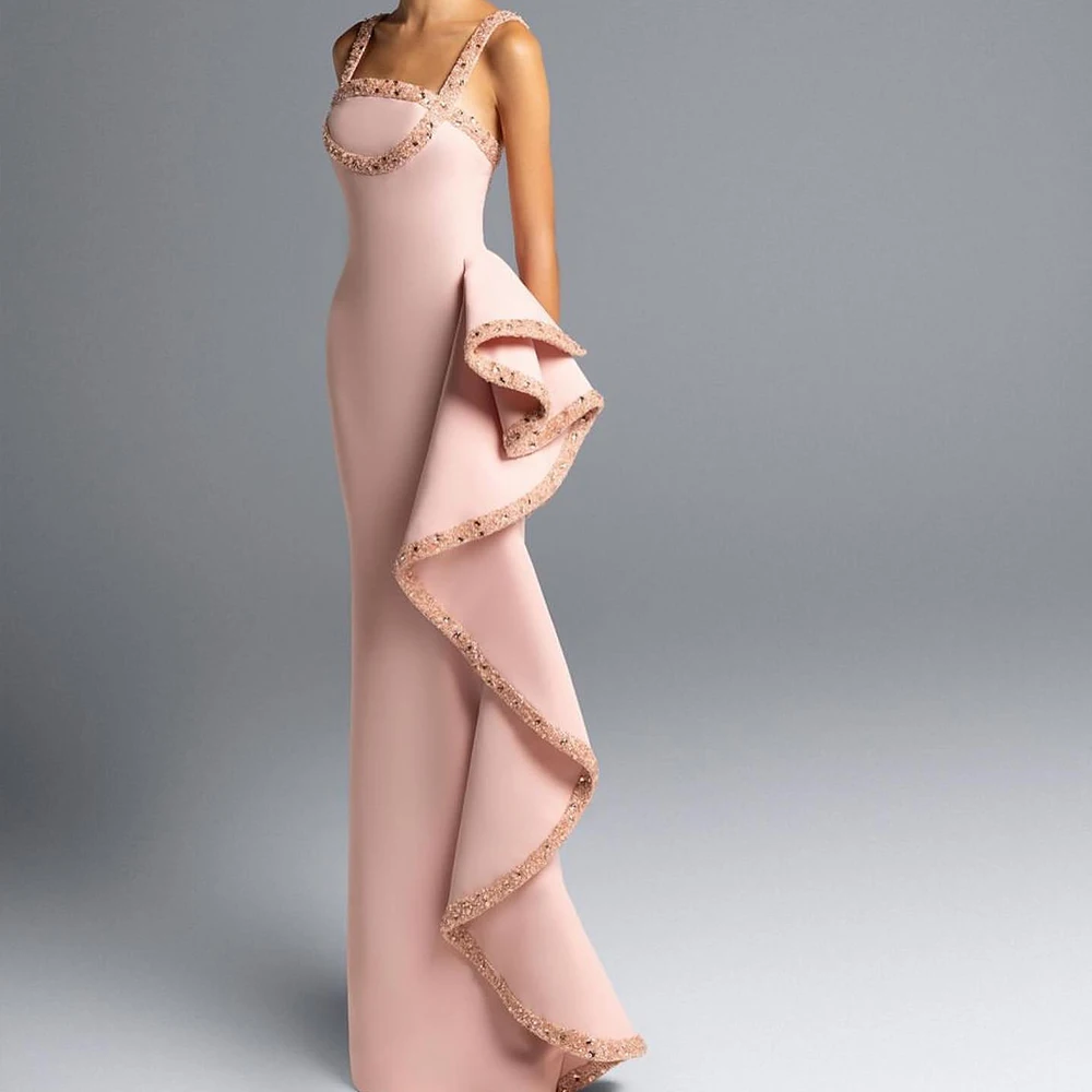 Customized High Quality Crystal Ruffles Straight Jersey Evening Dress Sexy Floor Length Strapless Sleeveless Vestidos De Noche
Customized High Quality Crystal Ruffles Straight Jersey Evening Dress Sexy Floor Length Strapless Sleeveless Vestidos De Noche