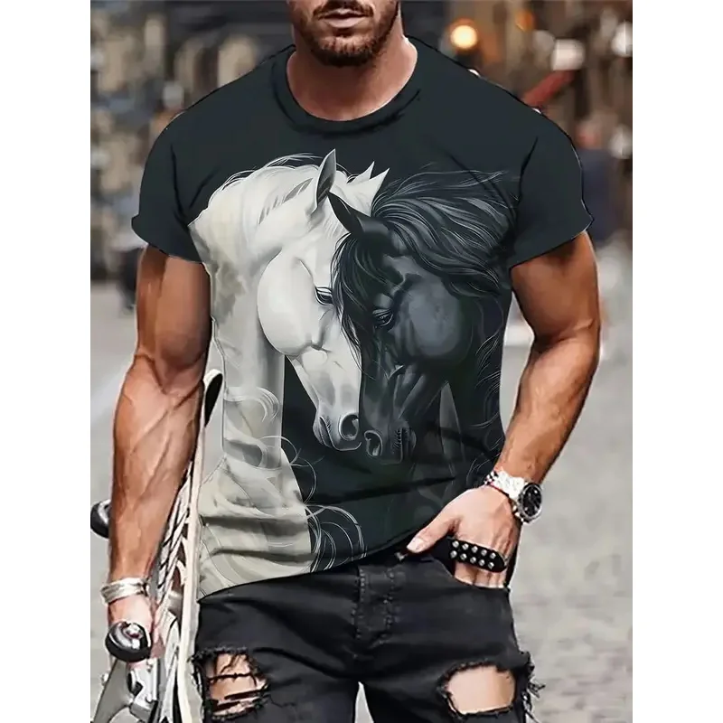 Black White Horse Graphic 3d Full Print T-shirt For Men Fashion Short Sleeve Crew Neck Tshirt Casual Summer Oversized Unisex Top
Black White Horse Graphic 3d Full Print T-shirt For Men Fashion Short Sleeve Crew Neck Tshirt Casual Summer Oversized Unisex Top