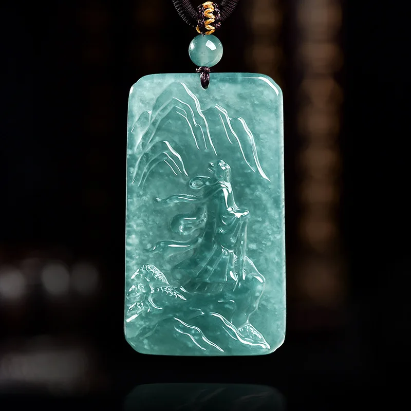 Natural Real Emerald Blue Water Great Ambition Pendant Myanmar Jadeite Necklace Jewelry Charm Designer Luxury Vintage Women
Natural Real Emerald Blue Water Great Ambition Pendant Myanmar Jadeite Necklace Jewelry Charm Designer Luxury Vintage Women