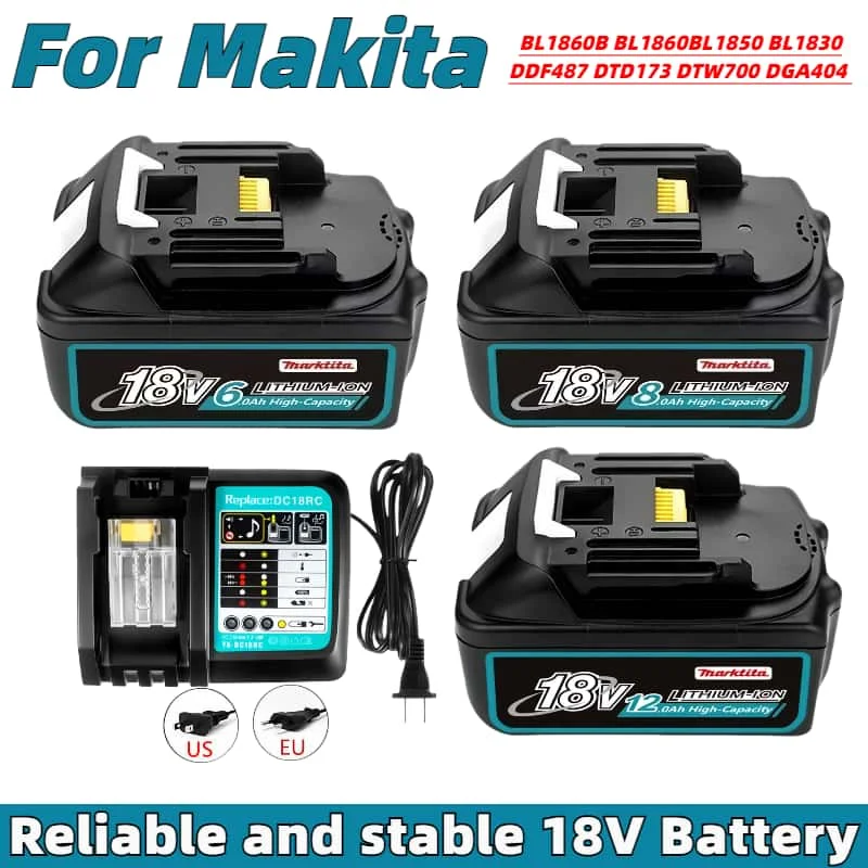 FOR Makita 12Ah/8Ah tools battery for Makita 18V Battery BL1830B BL1850B BL1850 BL1840 BL1860 BL1815 Replacement Lithium Battery
FOR Makita 12Ah/8Ah tools battery for Makita 18V Battery BL1830B BL1850B BL1850 BL1840 BL1860 BL1815 Replacement Lithium Battery