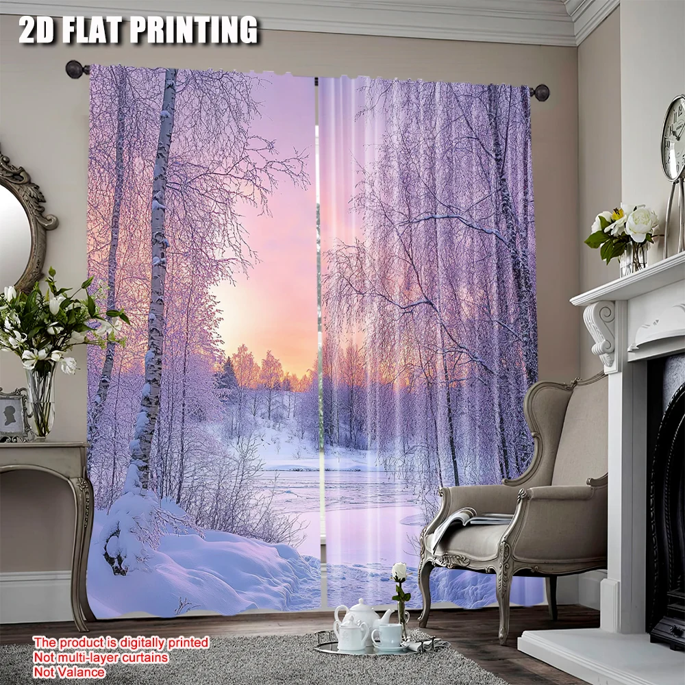 2Pcs Landscape Curtain Winter Season Themed Dried Abandoned Braches Snowy Sunset Scenery Suitable For Bedroom
2Pcs Landscape Curtain Winter Season Themed Dried Abandoned Braches Snowy Sunset Scenery Suitable For Bedroom