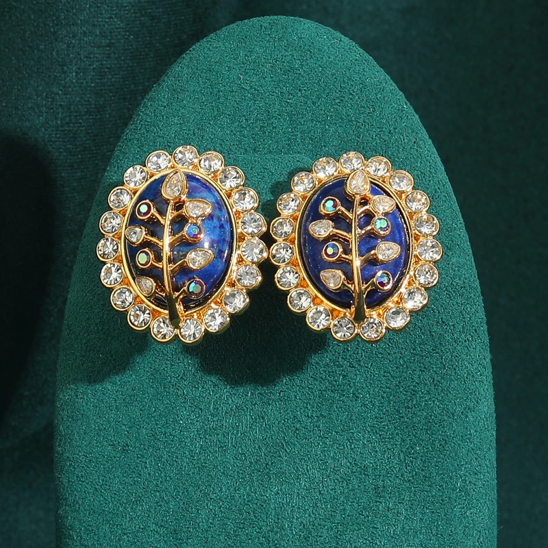 Antique Jewelry Oval Shape Blue Natural Stone Leaves Stud Earring for Woman Inlaid with Zircon Vintage Luxury Christmas New 2025
Antique Jewelry Oval Shape Blue Natural Stone Leaves Stud Earring for Woman Inlaid with Zircon Vintage Luxury Christmas New 2025
