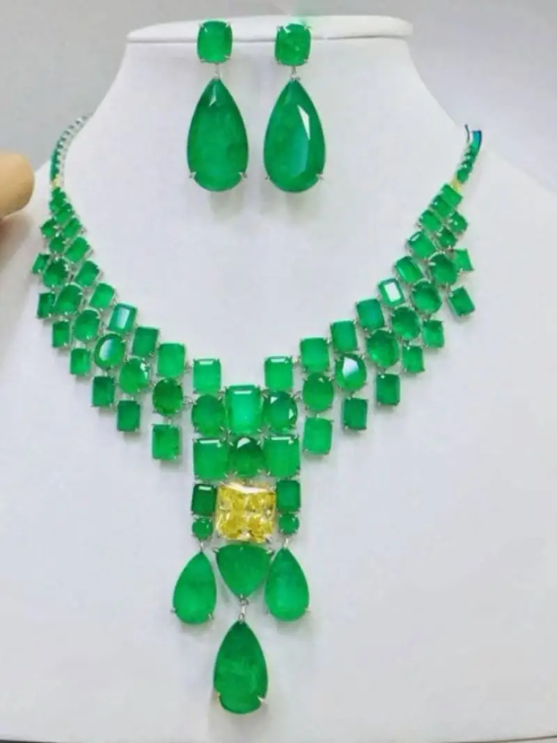 ZOCA Sterling Silver Syn. Emerald Luxury Jewelry Set Necklaces for women moissanite necklace jewelry sets genuine 925 silver
ZOCA Sterling Silver Syn. Emerald Luxury Jewelry Set Necklaces for women moissanite necklace jewelry sets genuine 925 silver