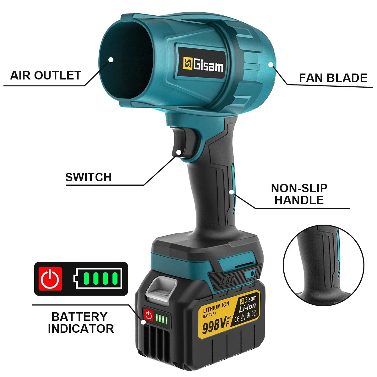 TXF【Reliable】 150000RPM Brushless Cordless Electric Air Blower Turbo Jet Fan Leaf Blower Dust Blowing Tool for Makita 18V Batt
TXF【Reliable】 150000RPM Brushless Cordless Electric Air Blower Turbo Jet Fan Leaf Blower Dust Blowing Tool for Makita 18V Batt
