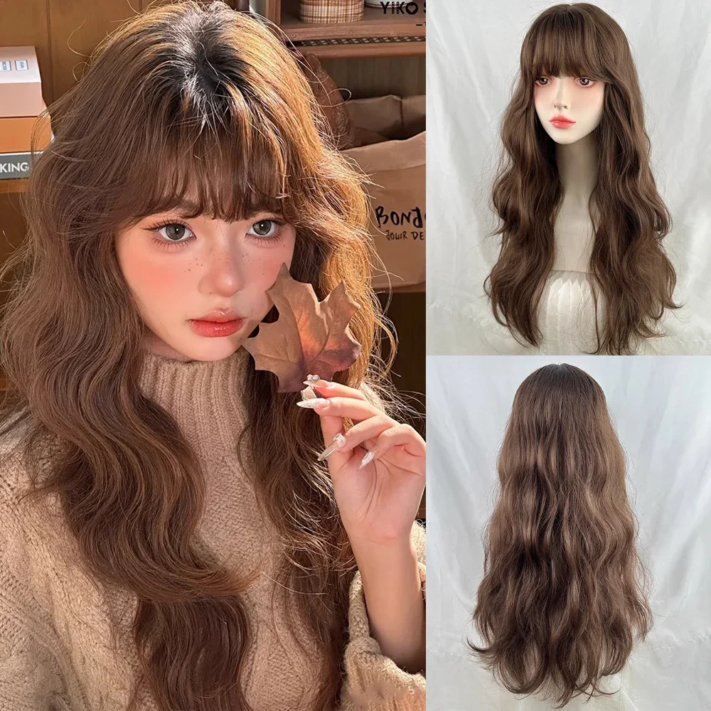 Long Wavy Brown Synthetic Wigs with Bangs Lolita Cosplay Fluffy Women Heat Resistant Wig for Daily Party
Long Wavy Brown Synthetic Wigs with Bangs Lolita Cosplay Fluffy Women Heat Resistant Wig for Daily Party