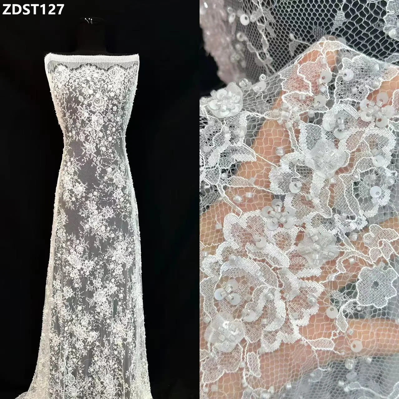 New Style White Color Floral Fashion Sequins Beaded Lace Fabric Embroidery French Lace 3.3 Yards Heavy Handmade
New Style White Color Floral Fashion Sequins Beaded Lace Fabric Embroidery French Lace 3.3 Yards Heavy Handmade