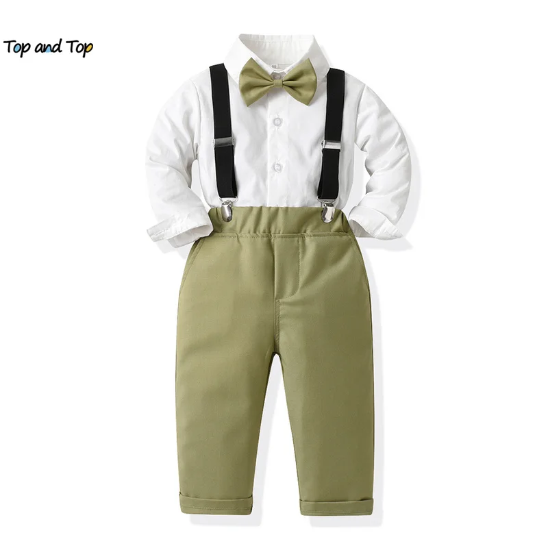 top and top Toddler Kids Boys Casual Clothing Sets Children Boy Gentleman Long Sleeve Bowtie Shirts+Suspenders Pants Formal Suit
top and top Toddler Kids Boys Casual Clothing Sets Children Boy Gentleman Long Sleeve Bowtie Shirts+Suspenders Pants Formal Suit