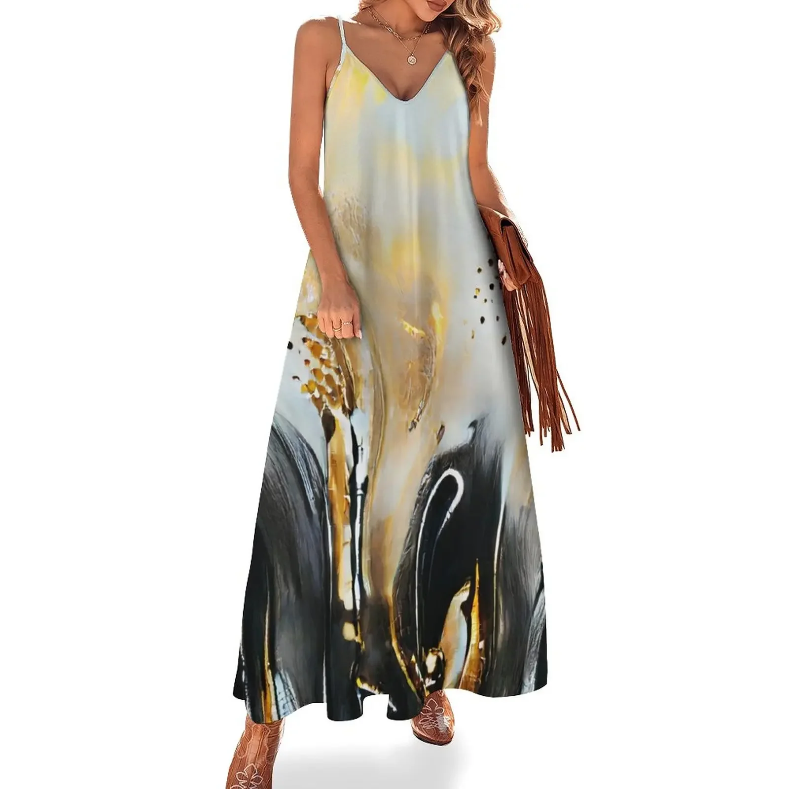 Luxury Black and Gold Abstract Fluid Art Painting Sleeveless Dress women dresses wedding guest dress 2024 party dresses women
Luxury Black and Gold Abstract Fluid Art Painting Sleeveless Dress women dresses wedding guest dress 2024 party dresses women