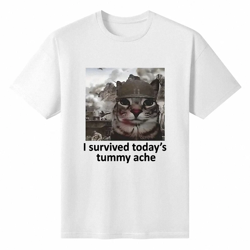 I Survived Today's Tummy Ache T-Shirt Funny Cat Meme Short Sleeve T Shirt Men Women Cotton Casual T Shirts Streetwear
I Survived Today's Tummy Ache T-Shirt Funny Cat Meme Short Sleeve T Shirt Men Women Cotton Casual T Shirts Streetwear