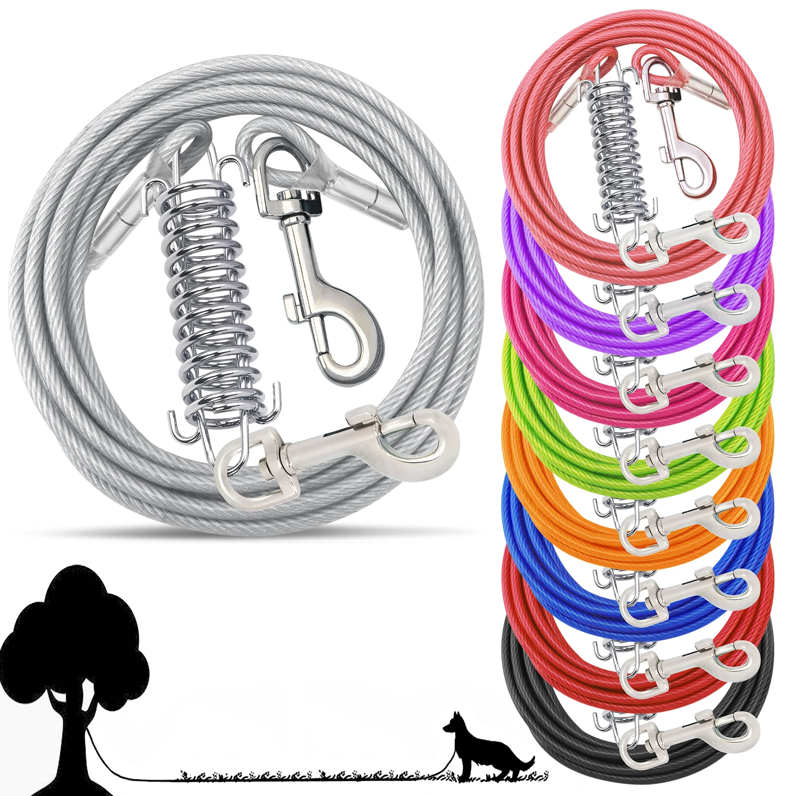 Tie Out Cable for Dogs,Dog Leads for Yard Chew Proof,Heavy Duty Dog Tie Out Cable for Large Dogs Up to 125lbs Durable Dog Runner
Tie Out Cable for Dogs,Dog Leads for Yard Chew Proof,Heavy Duty Dog Tie Out Cable for Large Dogs Up to 125lbs Durable Dog Runner
