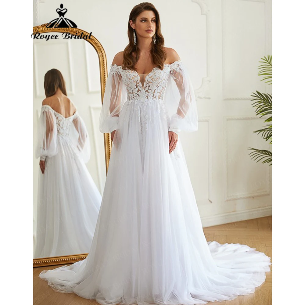 Roycebridal Lace Applique A Line Wedding Dress 2025 Coop Neck Off The Shoulder Tulle Long Sleeve Court Train Customized Vestidos
Roycebridal Lace Applique A Line Wedding Dress 2025 Coop Neck Off The Shoulder Tulle Long Sleeve Court Train Customized Vestidos