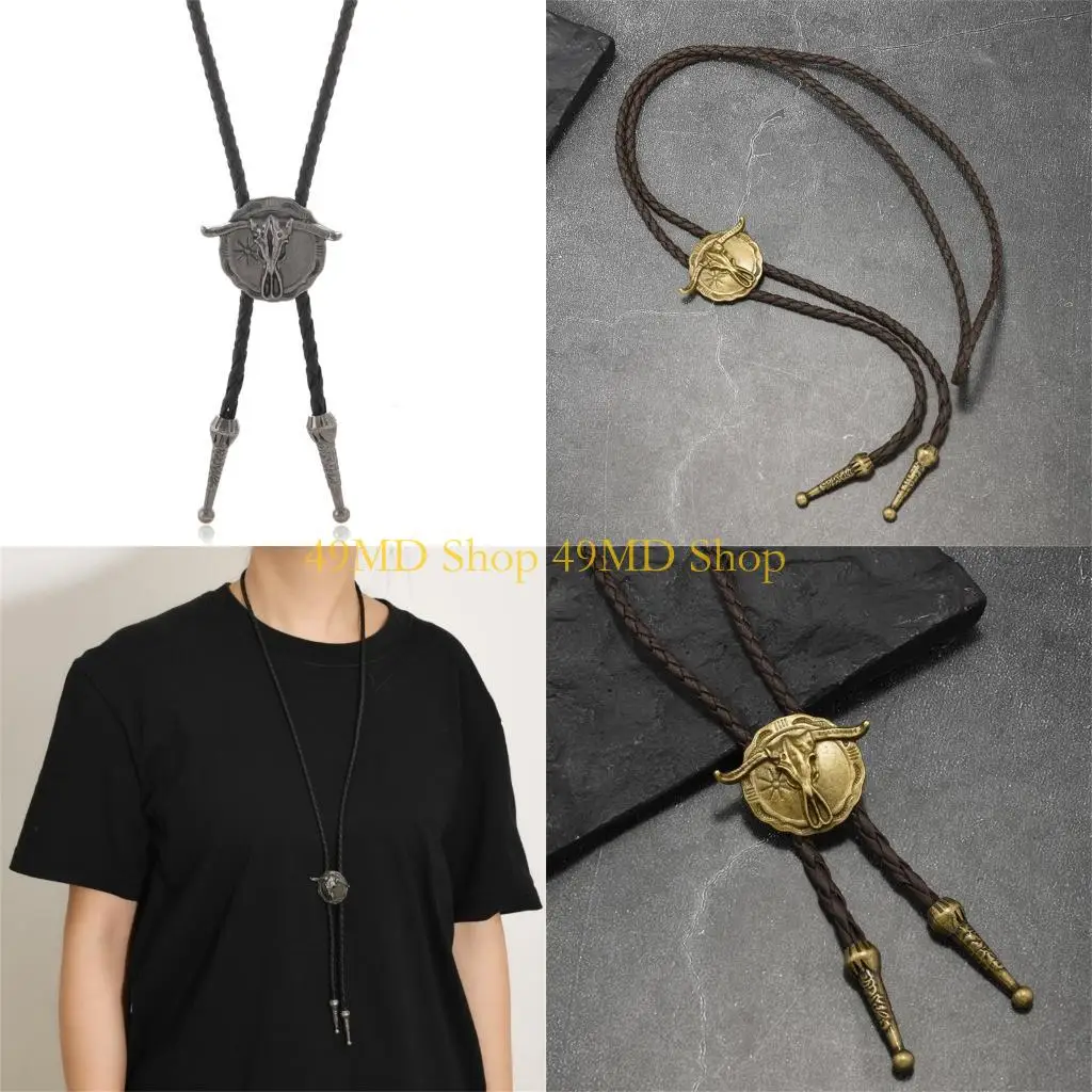 49MD Unisex Western Bolo Tie Adjustable Length PU Cord Zinc Alloy Bullhead Decor
49MD Unisex Western Bolo Tie Adjustable Length PU Cord Zinc Alloy Bullhead Decor
