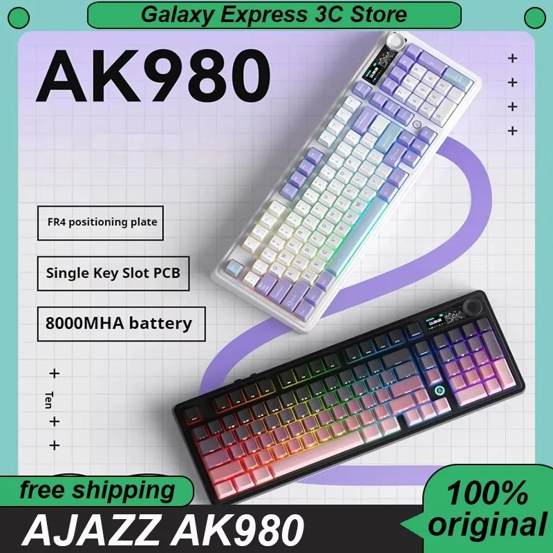AJAZZ AK980 Mechanical Keyboard Three Mode Gasket Structure Hot Plug RGB Game Office Keyboard with Screen Custom PC Accessories
AJAZZ AK980 Mechanical Keyboard Three Mode Gasket Structure Hot Plug RGB Game Office Keyboard with Screen Custom PC Accessories