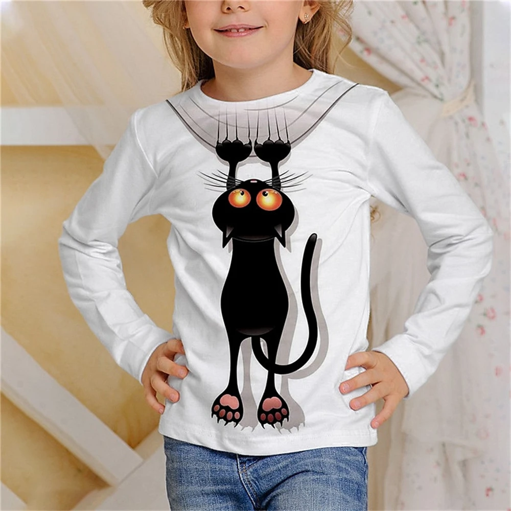Girl Clothes Casual 3D Cat Graphic T Shirts Long Sleeve Tshirts Round Neck White T-Shirt Fashion Tops Outdoor Clothing for Girls
Girl Clothes Casual 3D Cat Graphic T Shirts Long Sleeve Tshirts Round Neck White T-Shirt Fashion Tops Outdoor Clothing for Girls