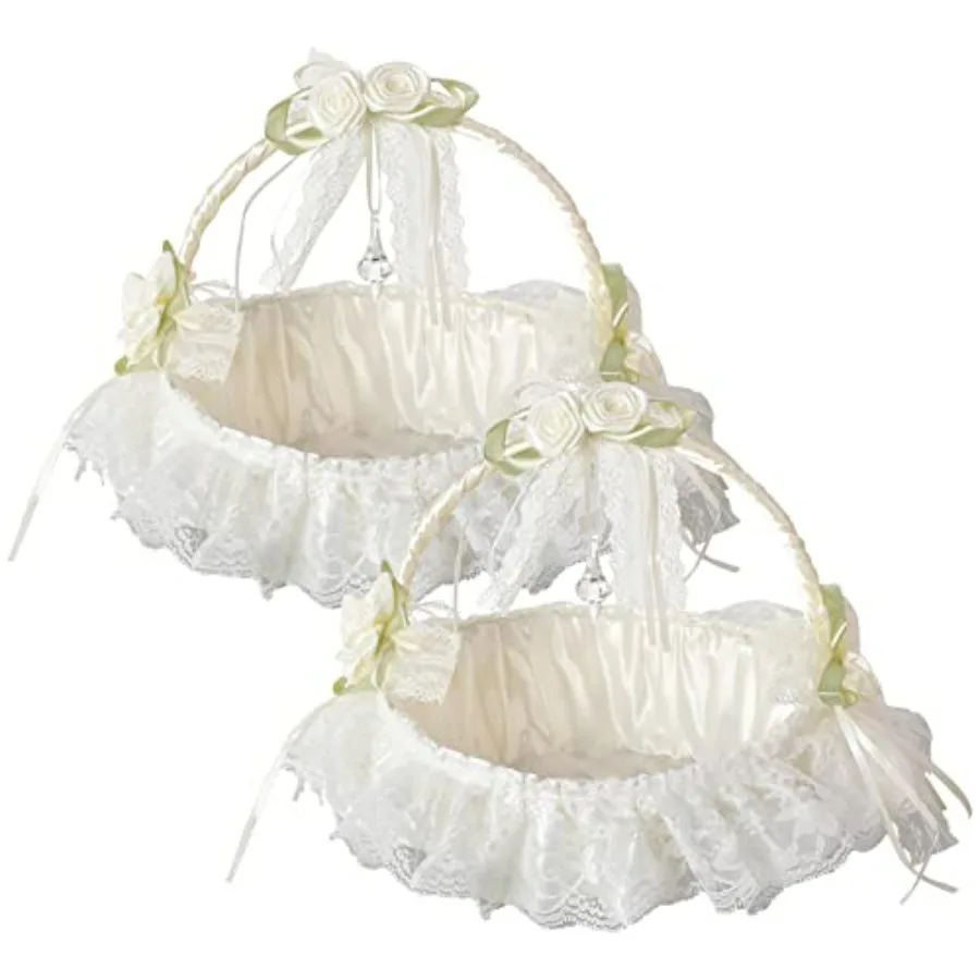 Large Flower Girl Baskets for Weddings Set of 2 Fairy Lace Bowknot Wedding Basket with Foldable Handle Lvory Petal Confetti Can
Large Flower Girl Baskets for Weddings Set of 2 Fairy Lace Bowknot Wedding Basket with Foldable Handle Lvory Petal Confetti Can