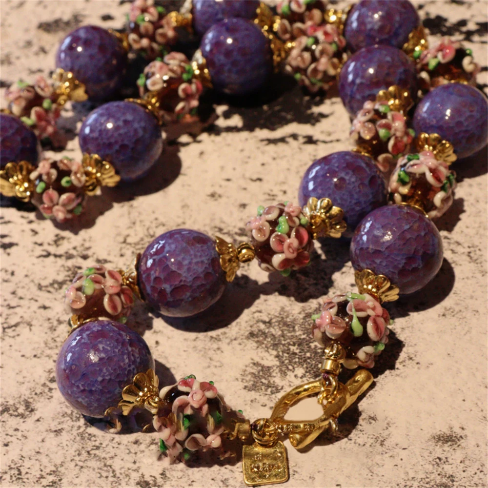 Vintage fashion Classic Luxury temperament Purple natural glass beaded with Bohemian women's accessories necklace or bracelet
Vintage fashion Classic Luxury temperament Purple natural glass beaded with Bohemian women's accessories necklace or bracelet