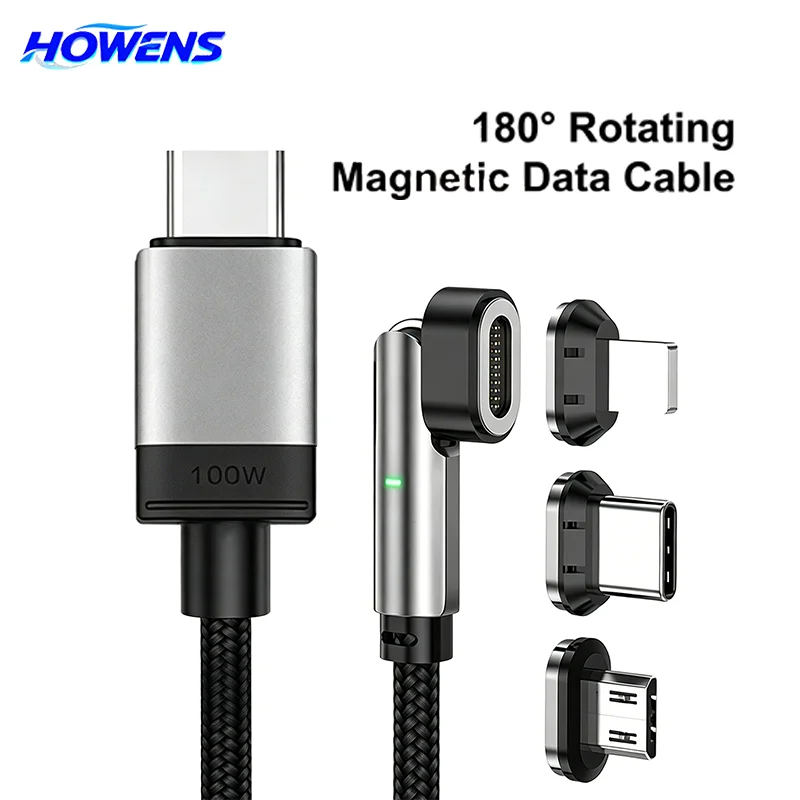 100W PD 3-in-1 Magnetic Charging Cable 180° Rotatable Fast Charging Data Cord Compatible with Phone Laptop Tablet Multiple Devic
100W PD 3-in-1 Magnetic Charging Cable 180° Rotatable Fast Charging Data Cord Compatible with Phone Laptop Tablet Multiple Devic