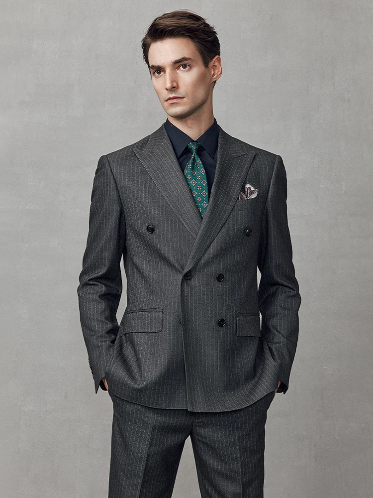 Men's Double-Breasted Suit Set Premium Grey Striped Business Formal & Wedding Tuxedo Three-Piece (Jacket+Pants+Vest) for Groom
Men's Double-Breasted Suit Set Premium Grey Striped Business Formal & Wedding Tuxedo Three-Piece (Jacket+Pants+Vest) for Groom