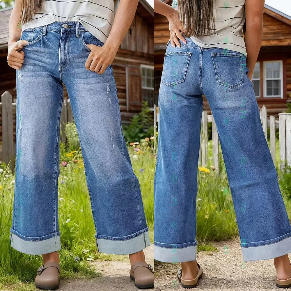 High Waist Ripped Wide Leg Jeans Women Vintage Distressed Straight Leg Pants Denim Trousers Spring Summer
High Waist Ripped Wide Leg Jeans Women Vintage Distressed Straight Leg Pants Denim Trousers Spring Summer