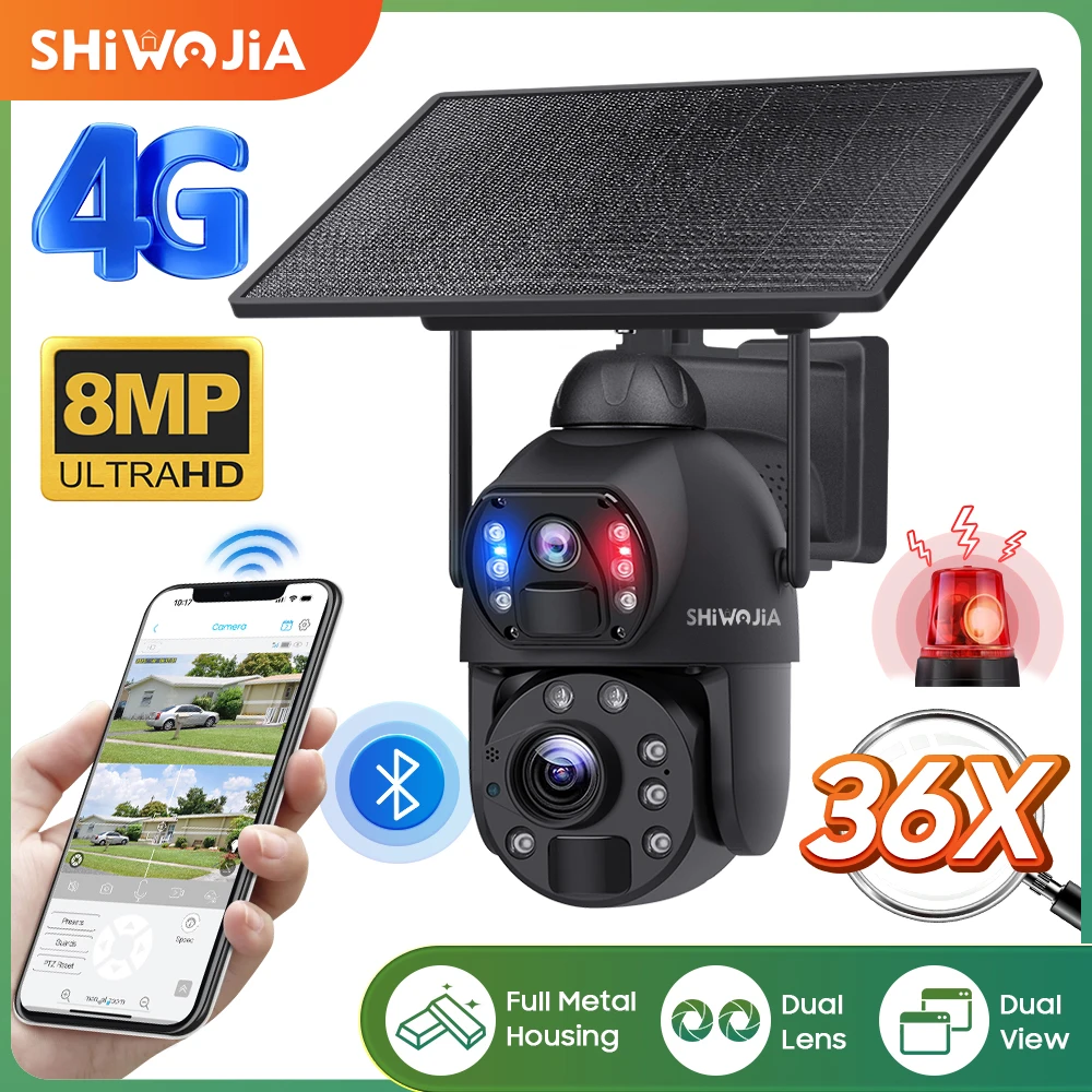 SHIWOJIA 36X ZOOM 8MP Solar Camera 4G SIM Outdoor Wireless WIFI Solar Panel Battery Security Camera Dual-Lens Humanoid Tracking
SHIWOJIA 36X ZOOM 8MP Solar Camera 4G SIM Outdoor Wireless WIFI Solar Panel Battery Security Camera Dual-Lens Humanoid Tracking