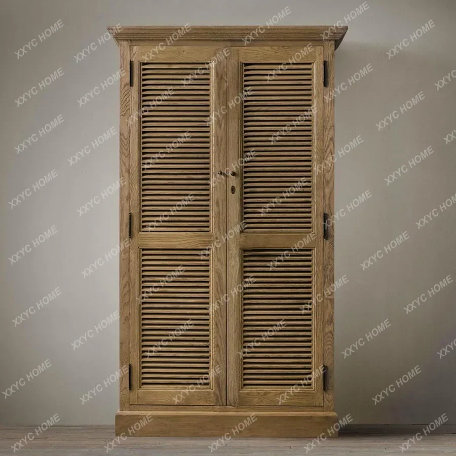 Solid Wood Shutter Door Retro Large Wardrobe Heaven And Earth Lock Children's Room Master Bedroom Drawer
Solid Wood Shutter Door Retro Large Wardrobe Heaven And Earth Lock Children's Room Master Bedroom Drawer