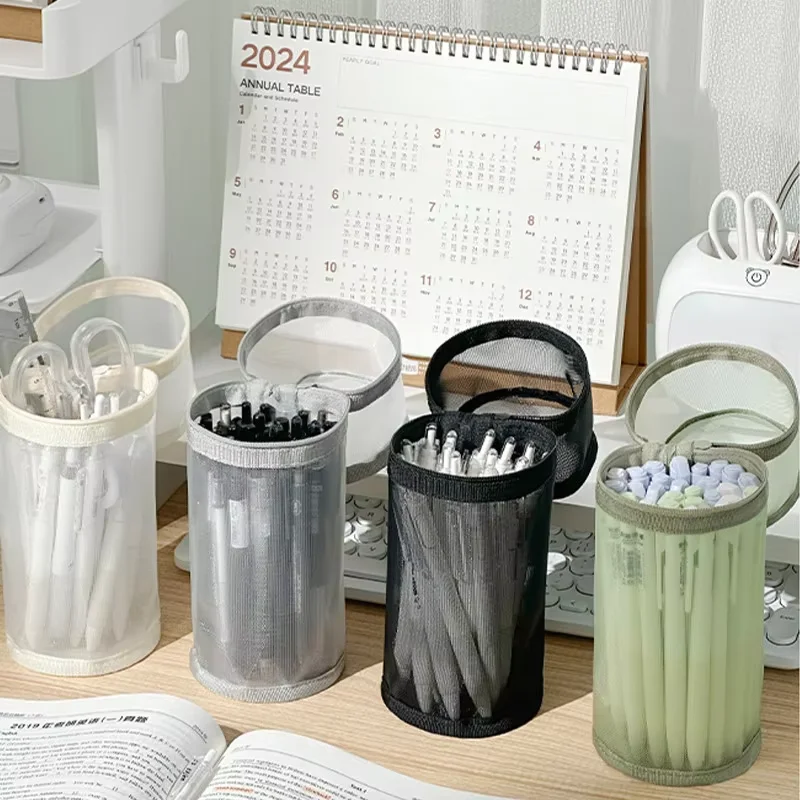 Minimalist Transparent Mesh Pencil Case Large Capacity Flip-Top Solid Color Pen Holder Portable Stationery Storage Bag
Minimalist Transparent Mesh Pencil Case Large Capacity Flip-Top Solid Color Pen Holder Portable Stationery Storage Bag