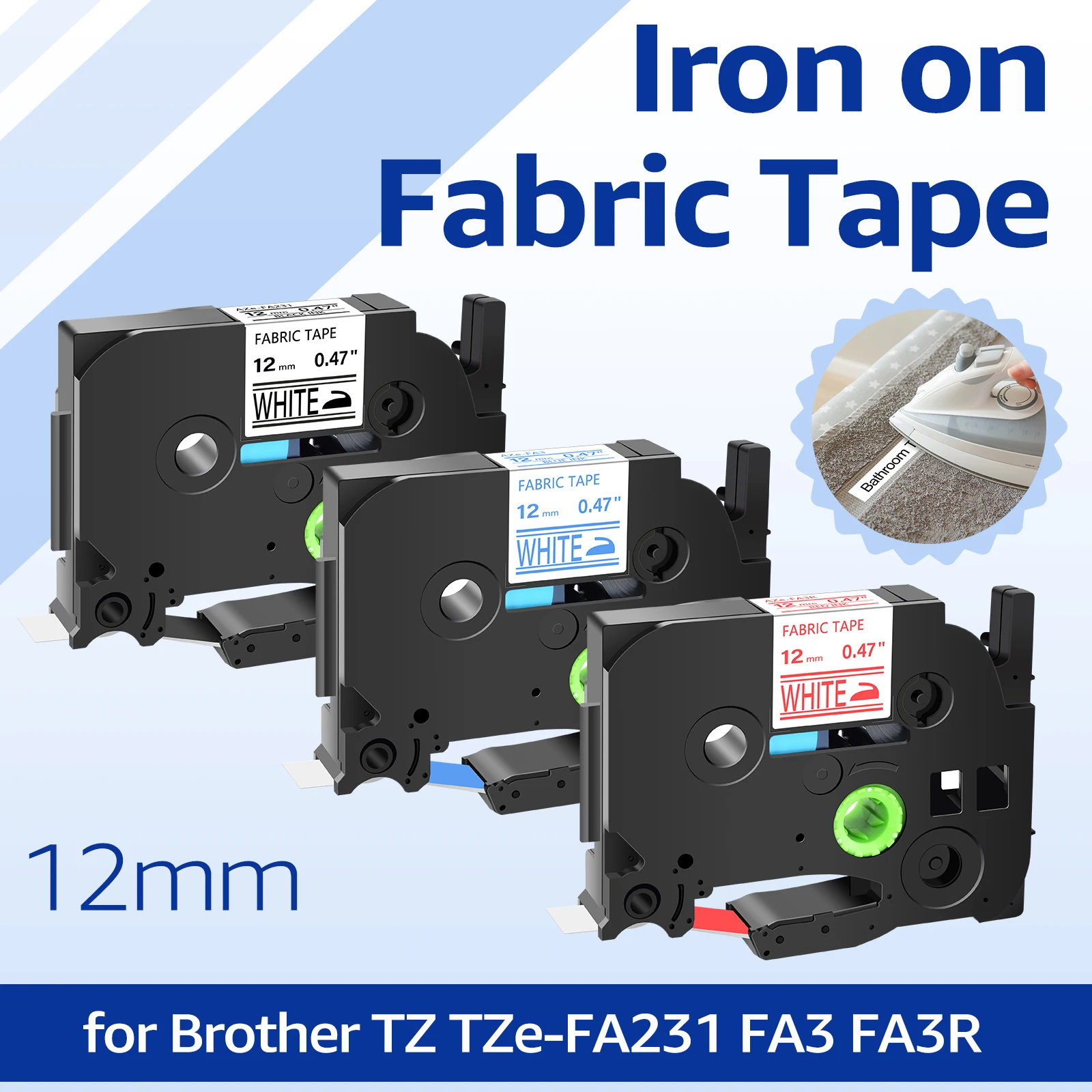 12mm Iron on Fabric Label Tapes Compatible for Brother TZ TZe-FA231 TZe-FA3 FA3R Ribbon for P-touch PT200 PT100 Label Printer
12mm Iron on Fabric Label Tapes Compatible for Brother TZ TZe-FA231 TZe-FA3 FA3R Ribbon for P-touch PT200 PT100 Label Printer