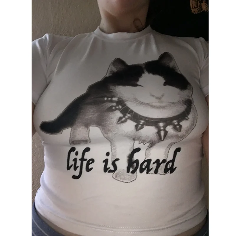 Lovely Kitten Graphic Crop Tops Y2k 2000s Vintage Harajuku Women's T Shirt short sleeve Streetwear Summer Baby tee Girls Clothe
Lovely Kitten Graphic Crop Tops Y2k 2000s Vintage Harajuku Women's T Shirt short sleeve Streetwear Summer Baby tee Girls Clothe