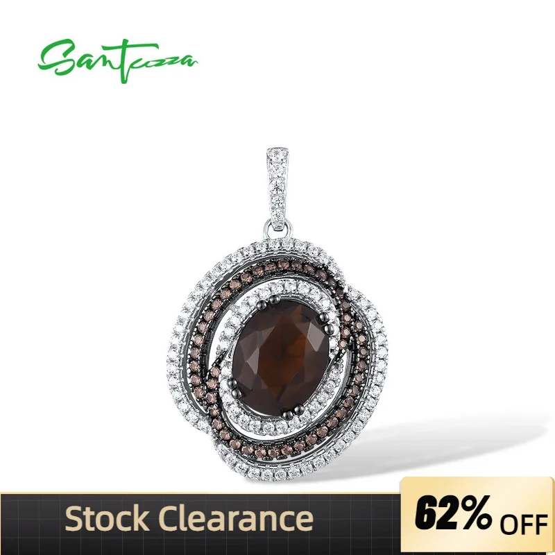 SANTUZZA Pure 925 Sterling Silver Pendants For Women Sparkling Brown Spinel Smoky Glass Round Pendants Luxury Gifts Fine Jewelry
SANTUZZA Pure 925 Sterling Silver Pendants For Women Sparkling Brown Spinel Smoky Glass Round Pendants Luxury Gifts Fine Jewelry