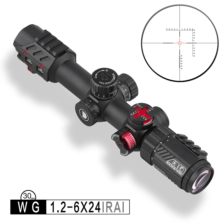 Discovery WG 1.2-6X24 IRAI Compact Scope Shockproof Hunting Tactical Riflescopes 30mm Tube Optics Sights For Air Soft .388
Discovery WG 1.2-6X24 IRAI Compact Scope Shockproof Hunting Tactical Riflescopes 30mm Tube Optics Sights For Air Soft .388