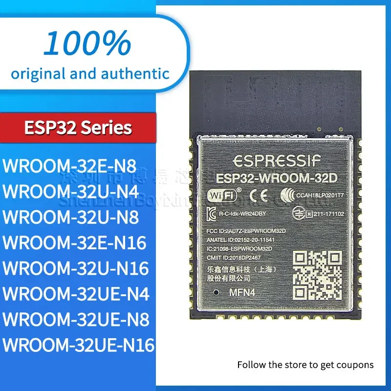 ESP32-WROOM-32 N4/8/16MB Bluetooth + Dual CPU ESP32-WR00M-32D plastic protective case
ESP32-WROOM-32 N4/8/16MB Bluetooth + Dual CPU ESP32-WR00M-32D plastic protective case