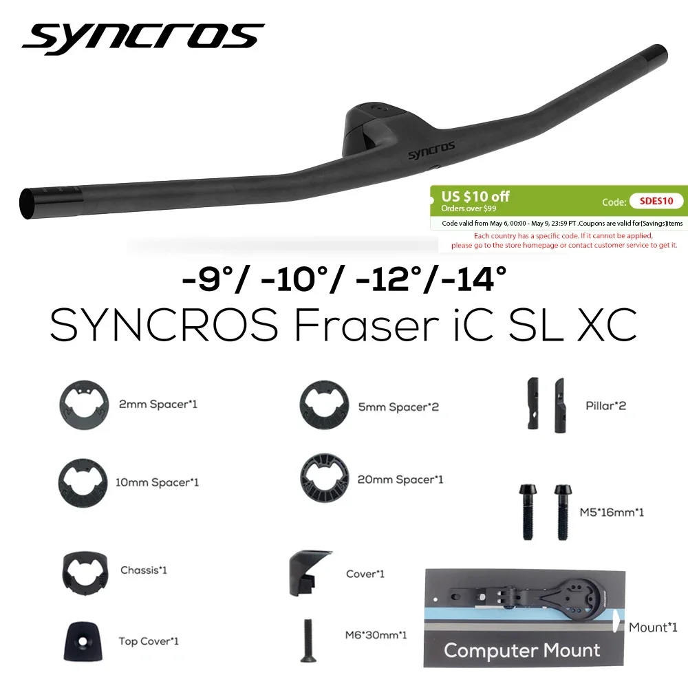 SYNCROS FRASER IC SL XC 50/60mm For Sparks Frame -9°-10° -12° -14° Full Carbon Fiber Integrated Cockpit MTB Handlebar With Mount
SYNCROS FRASER IC SL XC 50/60mm For Sparks Frame -9°-10° -12° -14° Full Carbon Fiber Integrated Cockpit MTB Handlebar With Mount