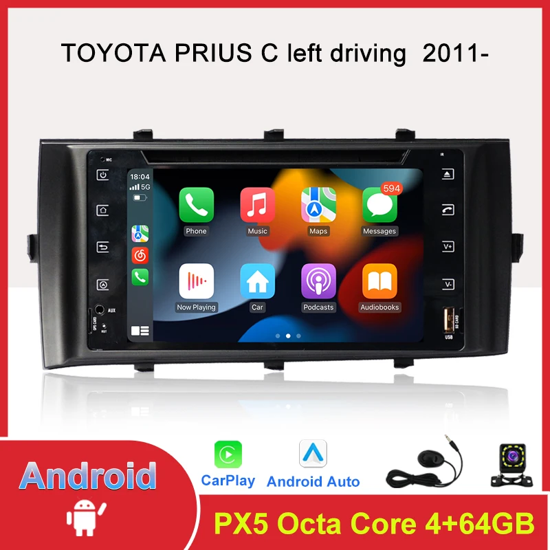 8'' Android Car Radio Player For Toyota Prius C left driving 2011- Touch Screen GPS Navigation Stereo Wireless Carplay Headunit
8'' Android Car Radio Player For Toyota Prius C left driving 2011- Touch Screen GPS Navigation Stereo Wireless Carplay Headunit