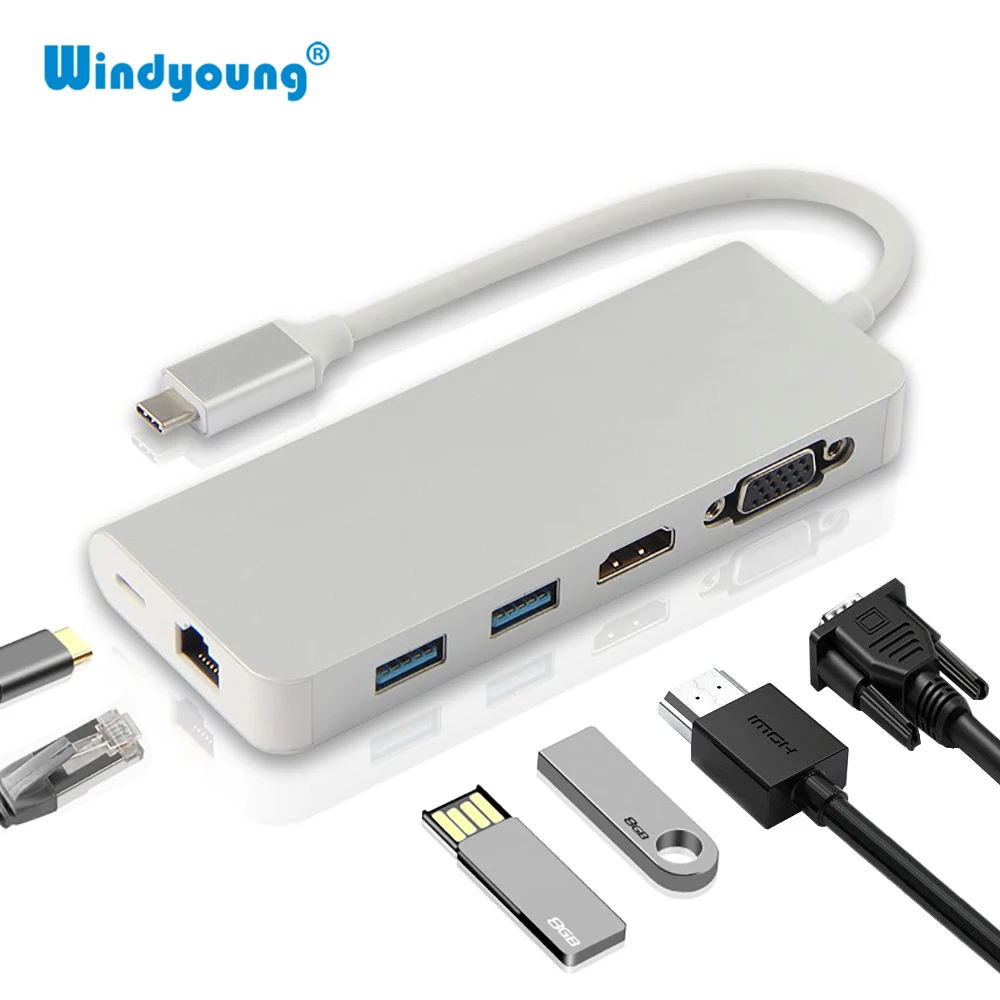USB C Hub Docking Station Type C To 4K HDMI Adapter OTG with VGA Thunderbolt 3 PD RJ45 Ethernet USB 3.0 HUB for MacBook Pro/Air
USB C Hub Docking Station Type C To 4K HDMI Adapter OTG with VGA Thunderbolt 3 PD RJ45 Ethernet USB 3.0 HUB for MacBook Pro/Air