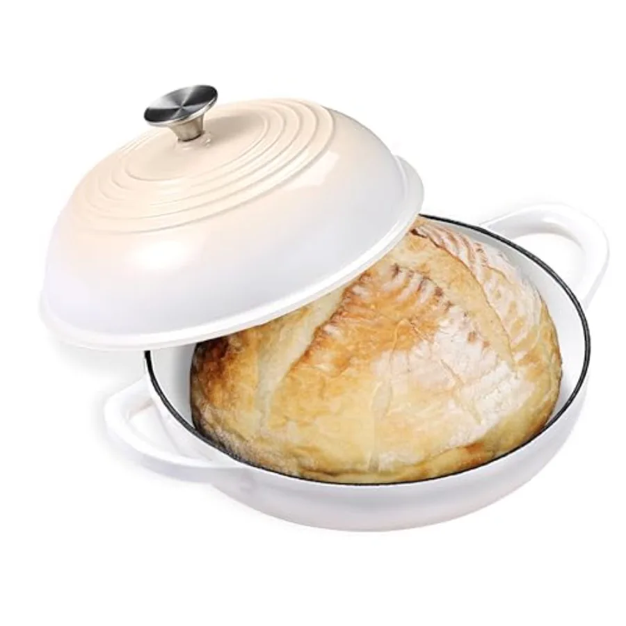 Enameled Round Cast Iron Bread Oven 6 Qt Cast Iron Dutch Oven for Homemade Sourdough Bread Baking Bread Pot with Dome Lid White
Enameled Round Cast Iron Bread Oven 6 Qt Cast Iron Dutch Oven for Homemade Sourdough Bread Baking Bread Pot with Dome Lid White