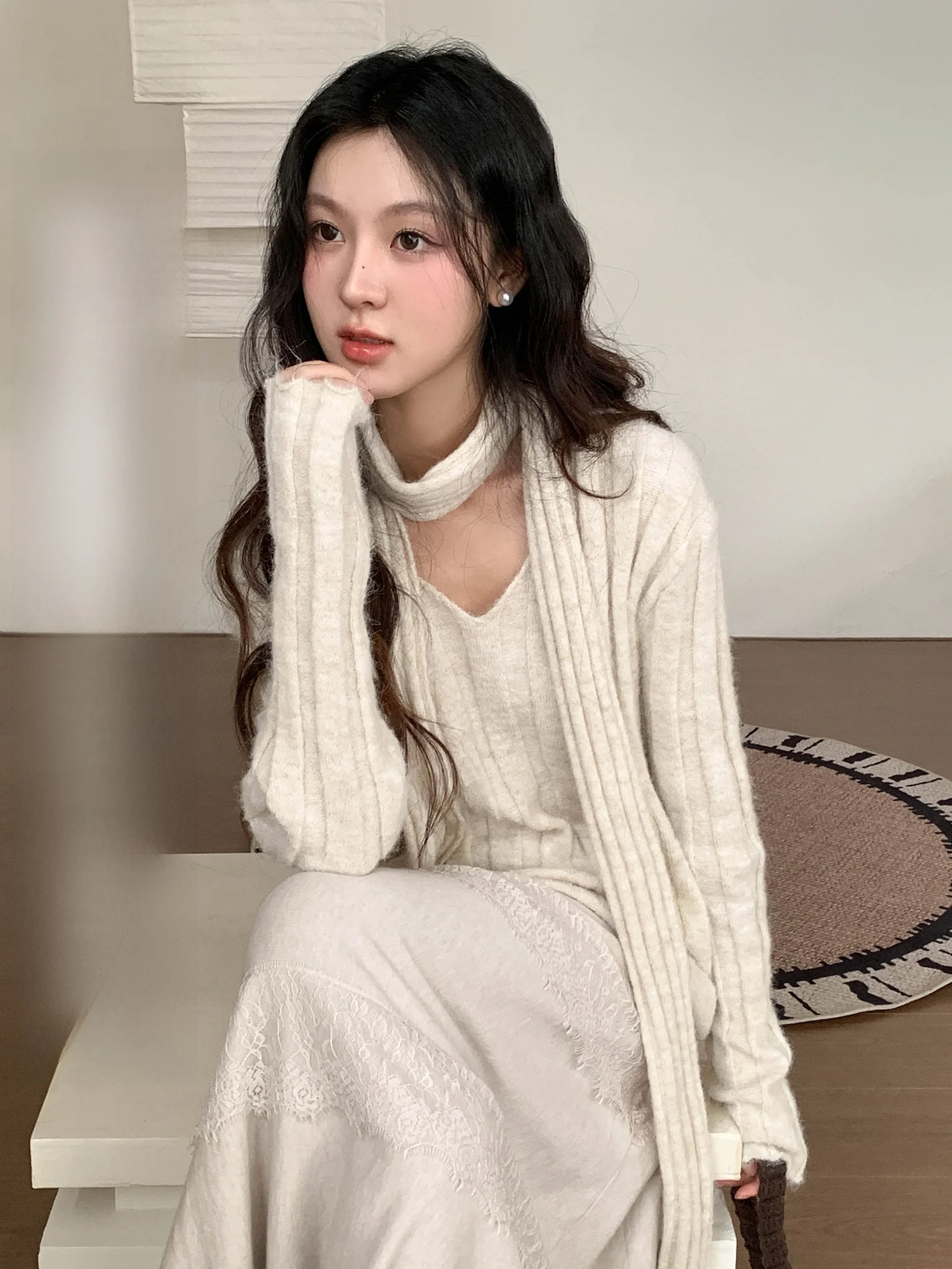 Корейский полосатый свитер с V-Ne, женский зимний новый шарф Lazy Faion, теплый длинный свек, свободный кардиган, цельный предмет
Корейский полосатый свитер с V-Ne, женский зимний новый шарф Lazy Faion, теплый длинный свек, свободный кардиган, цельный предмет