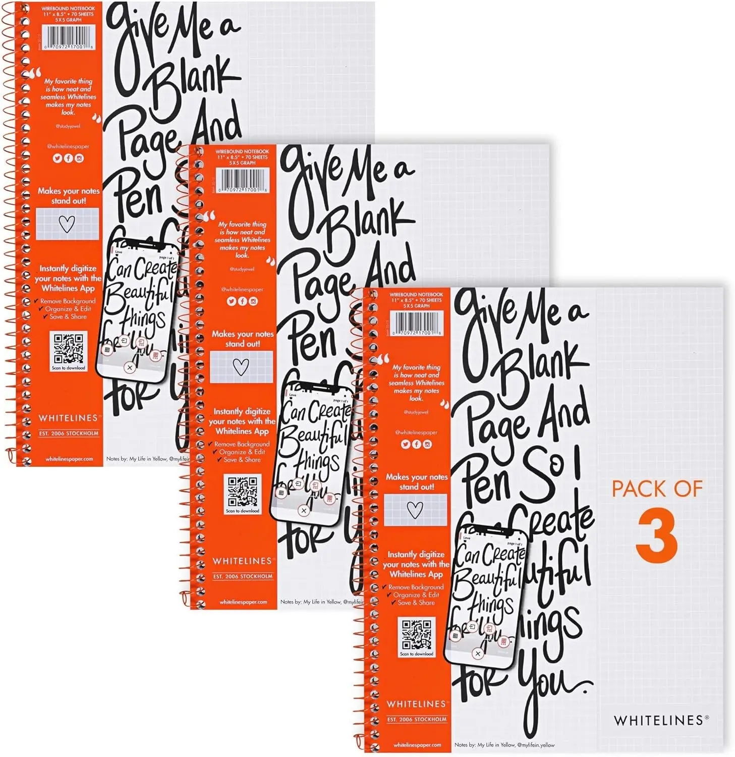 Spiral Notebook 5x5 Graph Ruled 11x8.5 70 Sheets Pack of 3 with Free App for Digital Notes
Spiral Notebook 5x5 Graph Ruled 11x8.5 70 Sheets Pack of 3 with Free App for Digital Notes