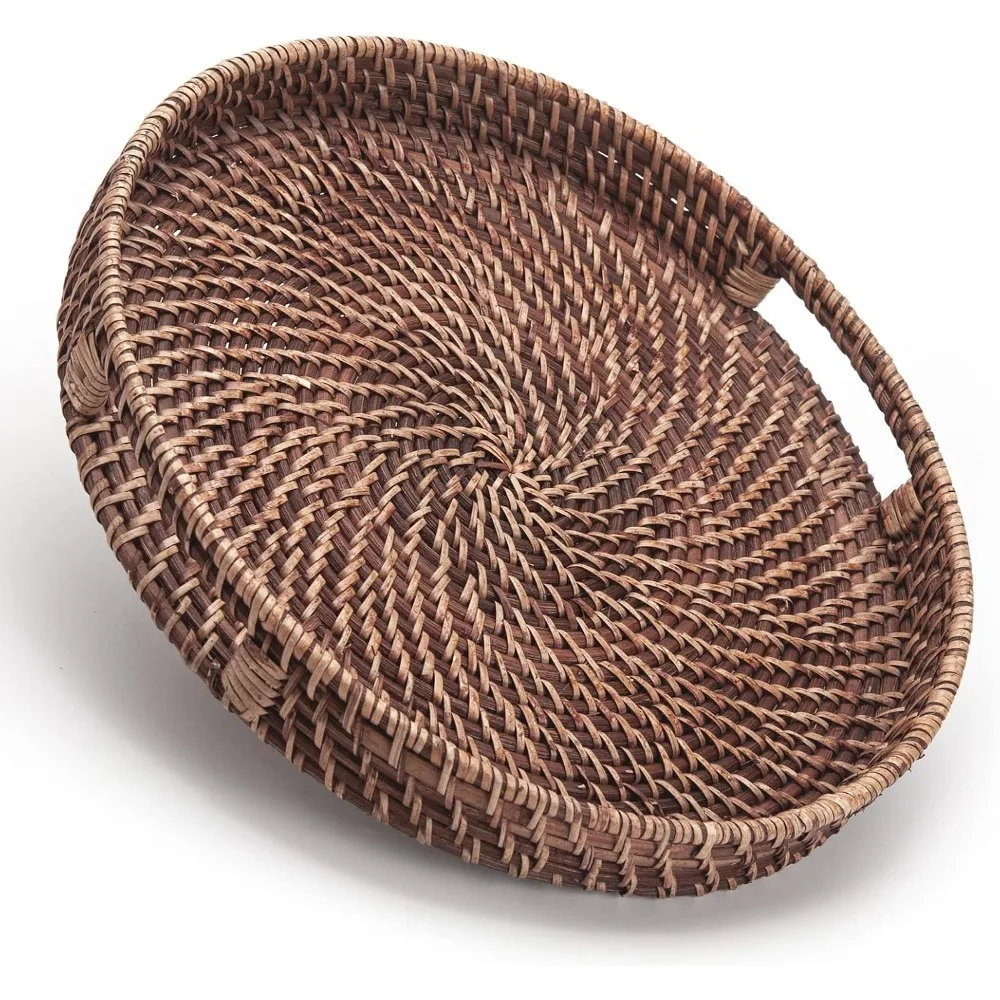 Round Rattan Woven Serving Tray with Handles Ottoman Tray for Breakfast, Drinks, Snack for Coffee Table, Home Decorative
Round Rattan Woven Serving Tray with Handles Ottoman Tray for Breakfast, Drinks, Snack for Coffee Table, Home Decorative